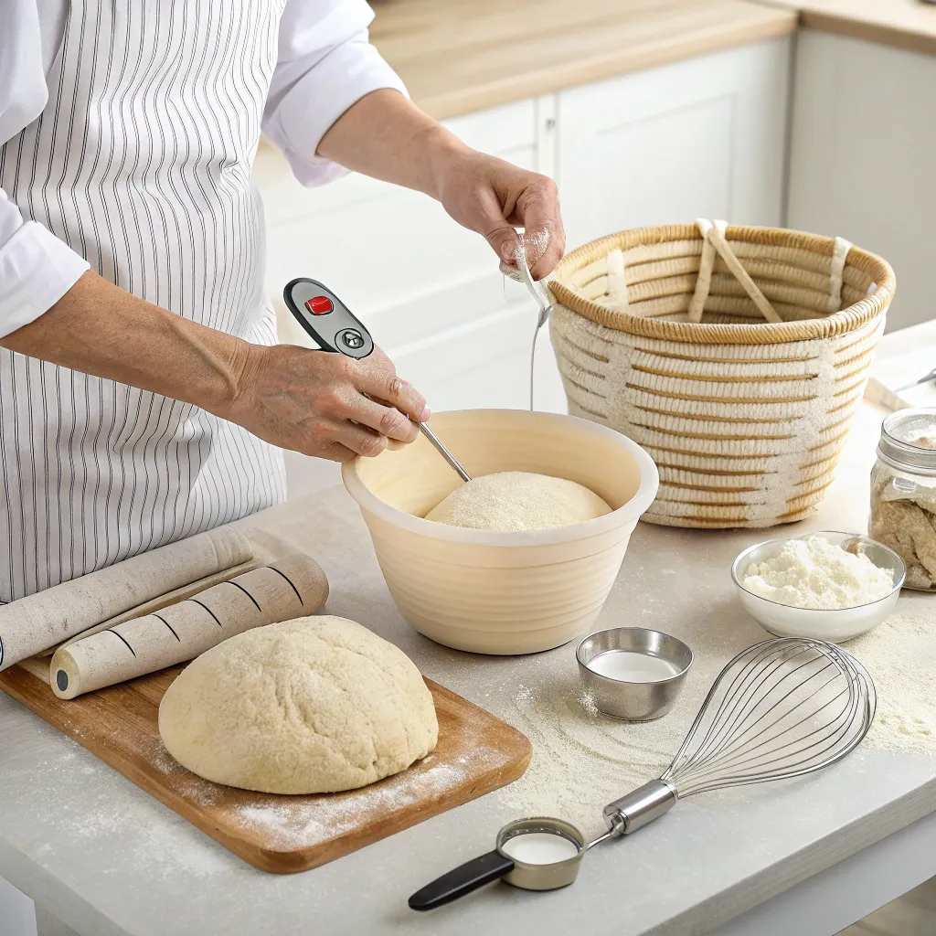 Instructor demonstrating bread fermentation techniques